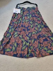 Lularoe Madison Skirt- Medium- NWT- Blue Patterned with Geometric Fish Print