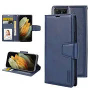 For Samsung Galaxy S21 Ultra Case, Hanman Wallet Leather Flip Magnetic Stand Case Cover (Navy Blue)