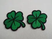 2 pcs Green Cloverleaf Embroidered Iron-on Patch Set