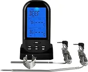 [Jayron] Wireless Digital Meat Thermometer Kitchen Timer with Two Probes Cooking Thermometer for Beef Smoker Oven Grill BBQ
