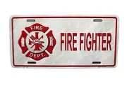 FIREFIGHTER FIRE DEPARTMENT FIRE RESCUE METAL CAR NOVELTY LICENSE PLATE AUTO TAG