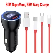 80W SuperVooc Car Charger 65W Warp Charge for OnePlus 11 10 Pro 9 8T Nord CE 2T