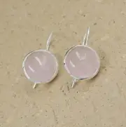 Certified Natural Rose Quartz Gemstone Solid 925 Sterling Silver Earrings