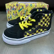 Vans x Where's Waldo Sk8 Hi Zip Odlaw Checkerboard Black Yellow Toddlers Size 5