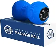 (Blue) - Professional Vibrating Peanut Massage Ball - Deep Tissue Trigger Point Therapy, Myofascial Release - Handheld, Cordless - 4 Intensity Levels - Dual Lacrosse Ball Vibration Massager