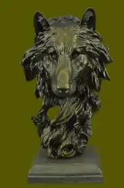 Hand Made Sculpture Bronze Statue Animal Extra Large Bugatti Howling Wolf Figure