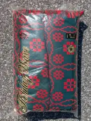 Vintage Fallani Cohn Holiday Weave Acrylic Green Red Oblong Tablecloth W Fringe