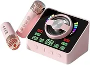 Oimzzr Karaoke Wirel Microphone and Speaker KTV Set with 2 Microphone Light Effects Handheld Mic s for Birthday Home Party Lightweight Portable Dual Microphone Karaoke System Pink