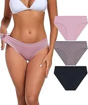 [ANLIQI] Women Modal Underwear Supersoft Hipster Panties Pack Breathable & Stretch Bikini Underpants Comfortable Undies