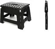 Folding Step Stool, 28 cm Height, Non-Slip Surface, 150 kg Capacity, Black (Black)
