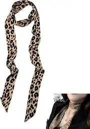[YALLNASL] Leopard Print Scarf Long Thin Neck Scarf Leopard Scarf Silk Neckerchief Scarf for Women Neck Scarves Leopard Accessories Vintage Hair Scarf Animal Leopard Waist Scarf Belt Christmas Xmas Gift Ideas