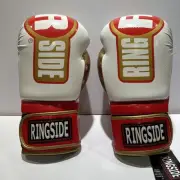 New Ringside Apex Boxing Training Gloves, FTG2 14 Oz , White Red Gold IMF Tech