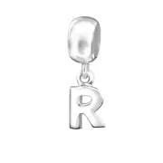 Silver Hanging "R" Charm Bead