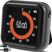 Fulasun Visual Timer Portable Digital Timer USB Rechargeable 60 Minute/12 Hour Cooking Timer Magnetic Classroom Timer with Bracket Silent Desk Countdown Timer 4 Alarm Mode for Kid Adult Fulasun(black)