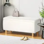 1 Artiss Storage Ottoman Blanket Box 99cm Boucle White