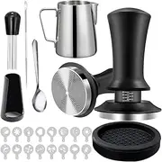 Coffee Tamper Set, Espresso Coffee Machine Accessories Set, Milk Frothing Pitcher 12oz/350ml with 51mm Espresso Tamper Set, WDT Tool, Coffee Stirrer, Latte Art Pen, Tamper Mat, Coffee Stencils