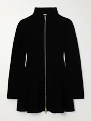 [Alaïa] Alaïa - Ribbed Wool And Cashmere-blend Peplum Cardigan - Black - FR 38 FR 38 Black
