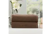 2pc Renee Taylor Cobblestone Bath Sheet Towel 160cm Cotton Ribbed 650 GSM Toffee