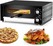 12-Inch Electric Pizza Oven Indoor – Commercial Countertop Pizza Maker with Adjustable Temperature & Timer, 1100W Stainless Steel Tabletop Cooker for Home Restaurants Bakeries