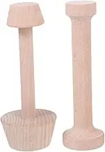 PHENOFICE 2Pcs Wooden Egg Tart Molds Double Head Pastry Tamper Baking Tool for Egg Tarts Cheesecakes Pastries Smooth Surface Easy to Clean for Homemade Treats