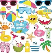 25 Pcs Summer Pool Photo Booth Props Ocean Photo Booth Props Birthday Props 2024 Party Photo Booth Props Birthday Decorations Backdrop Decorations Birthday Props for Photography