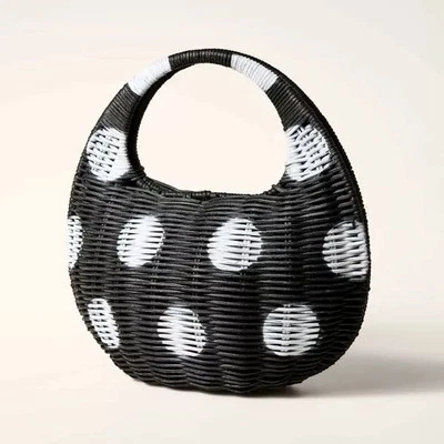 Kate Spade x Target Polka Dot Wicker Crescent Bag Black/White