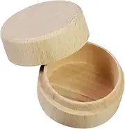 TENOL Wood Storage Container Case, Cute Baby Tooth Keepsake Storage Box Mini Round Wooden Box for Kids Baby Shower