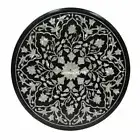 24" Marble Coffee Side Table Top Semi Precious Stones Inlay Work Hallway Decor