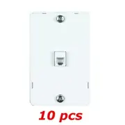10 PACK - 1-Port Quick Mount RJ11 6P4C Wall Hanging Telephone Phone Plate White