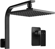 [CEFITO] Shower Head Set, 8" Rain Hand Showers Rail Taps Holder Handheld Mixer Faucet Showerhead Tap Kit Bath Accessories Bathroom Fixtures Wall, High Pressure 1.5m Stainless Steel Water Hose Silver