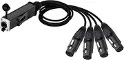 ROBAUN Waterproof RJ45 Female to 4 Channel Audio Cable Network Extension Color Braid Splitter Cable(D1014J-F-Black,0.5m)