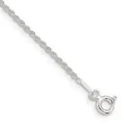 Sterling Silver 1.3mm Solid Rope Chain Anklet 10"