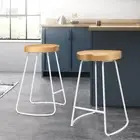 Bar Stools Set of 2 Dining Chairs Kitchen Barstools Counter Wooden Stool with Fo