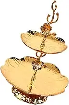 Luxshiny Golden Fruit Plate Tray for Coffee Table Decorative Table Tray Fruit Plate Trays Dessert Table Jewlery Tray Fruit Trays Vintage Cake Stand Tiered Cupcake Holder Jewelry Tray Metal