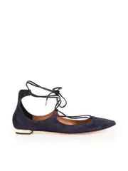 Navy Suede Christy Pointed Toe Flats