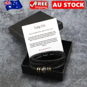 To My Son Love You Forever Leather Braided Bracelet Wristband + Gift Card Gifts