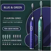 Electric Toothbrush Ultrasonic Electric Toothbrush USB Rechargeable Electronic Toothbrush IPX7 Waterproof Teeth whitening Brush,Blue Green