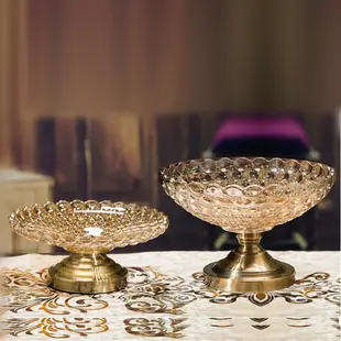 水果盤 客廳水果盤 幹果盤 歐式奢華家用水晶玻璃果盤客廳水果盤雙層糖果盤簡約現代創意擺件