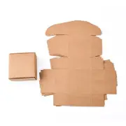 10Pcs Square BurlyWood Folding Boxes Kraft Paper Gift Box DIY Crafts 8x8x4cm