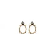 Earring Semi Mount Oval 8x6mm In 14k Yellow Gold With Diamond Accents (47684)