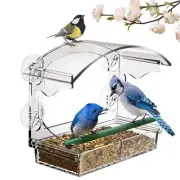 Window Bird Feeder with 4 Strong Suction Cups, Clear Window Bird Feeder for O...