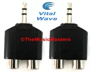 (2) 3.5mm 1/8" Stereo Male Plug to Dual RCA Jacks (F) Audio Cable Adapters VWLTW