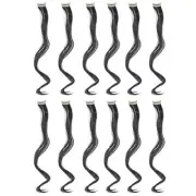 SWACC 12 Pcs Curly Wavy One Color Party Highlights Clip on in Hair Extensions...