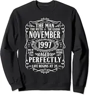 [X.Style] November 1997 Man Myth Legend Shirt 25th Birthday 25 Years Sweatshirt ds1649 Sweatshirt (S) Black