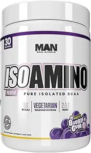 MAN Sports Iso-Amino BCAA Powder, Grape Bubble Gum, 210 Gram