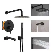 10 Inch Shower Faucets Sets Complete with Swivel Tub Spout Rainfall Shower He...