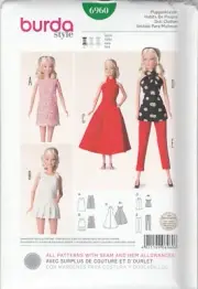 Burda Sewing Pattern 6960 Barbie Fashion 11 1/2" Dolls Clothes Dress Pants Top