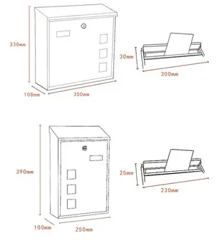 304信箱室外別墅掛墻不銹鋼防雨防水大號帶鎖雜志信報箱郵筒郵箱