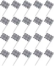 Amosfun 200pcs Racing Flag Toothpicks Black and White Checkered Flag Cake Toppers Race Car Cocktail Picks for Racing Themed Birthday Party Decorations