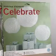 New Martha Stewart Celebrate 3 Piece Eyelet Paper Lantern Set